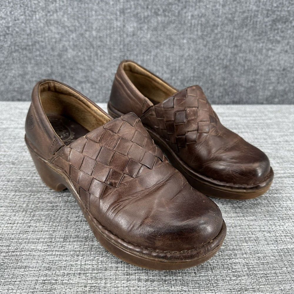 Ariat Ashbourne Briar Leather Clogs Womens Sz EU 38 US 7.5 M Brown Woven Comfort